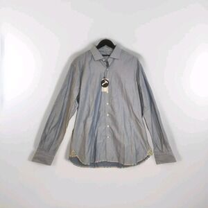 NWT Hammer Made Blue Button Up Flip Cuff Long Sleeve Dress Shirt Men's 44 - 17.5